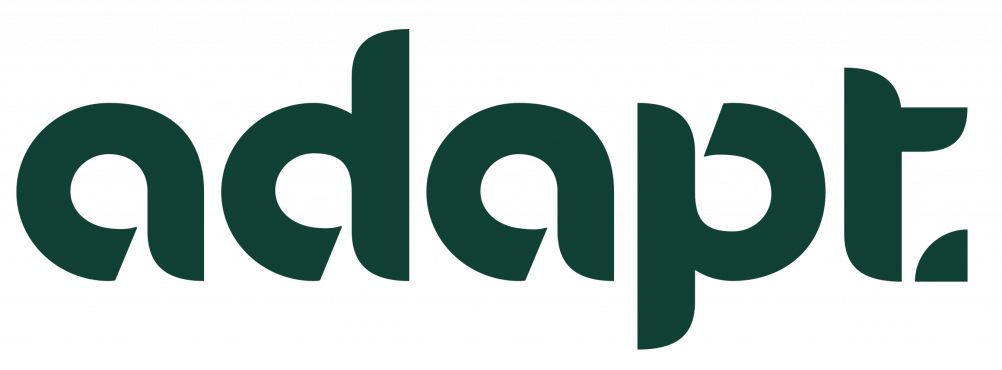 ADAPT:s logotyp med stilren typografi och symbol
