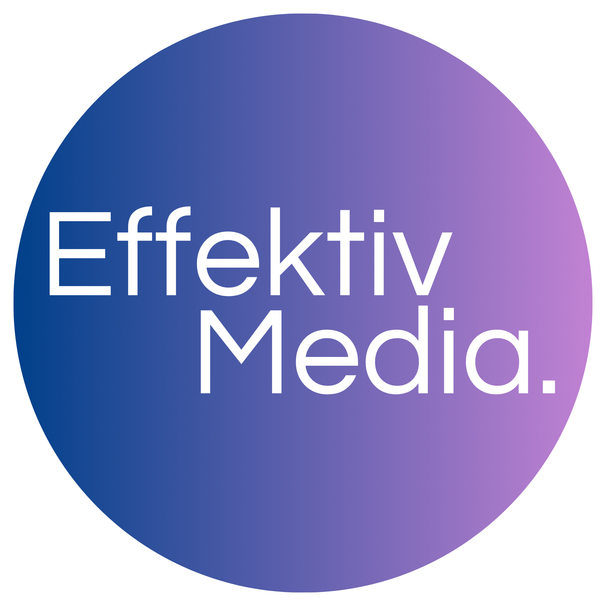 Effektiv Media logotyp i modern design som symboliserar kreativitet och digital kommunikation.