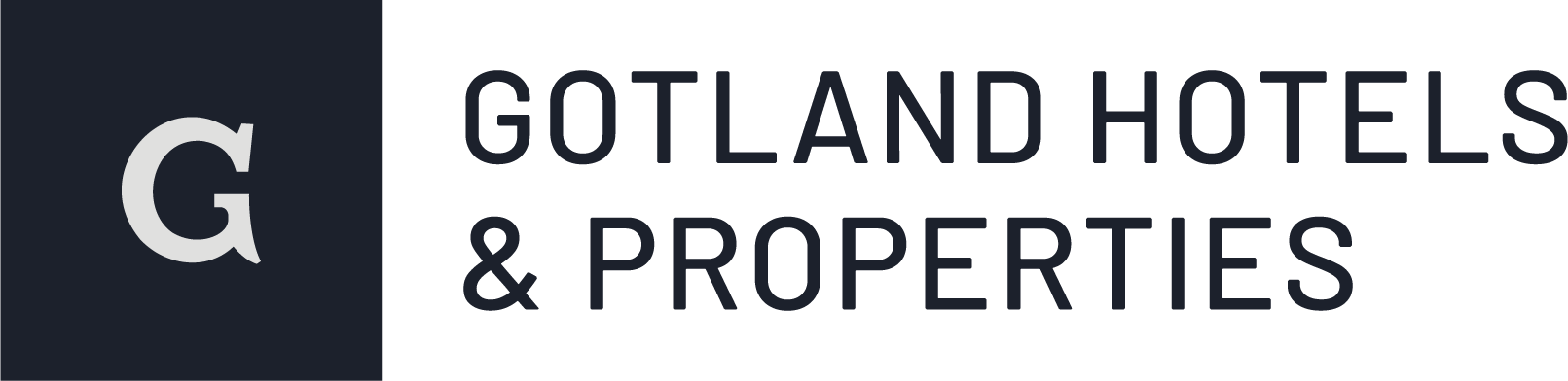 "Gotland Hotels & Properties logotyp med företagsnamnet i stilren typografi."
