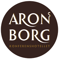 "Aronsborgs logotyp i företagets profilfärger."
