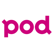 "POD STHLM:s logotyp i företagets profilfärger."
